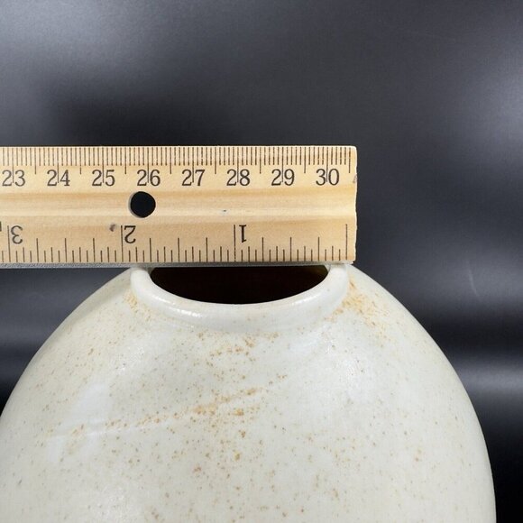 Vintage Hand Made Stoneware Pottery Vase Vessel Shell Swirl Pattern Hand Crafted - Picture 4 of 15